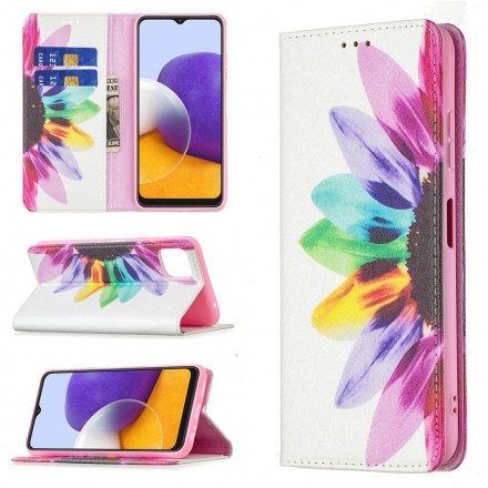 Folio-fodral För Samsung Galaxy A22 5G Läderfodral Akvarellblomma