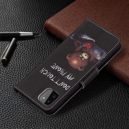 Folio-fodral För Samsung Galaxy A22 5G Läderfodral Farlig Björn