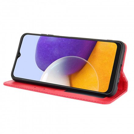 Folio-fodral För Samsung Galaxy A22 5G Läderfodral Vintage Stiliserad Lädereffekt