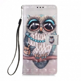 Folio-fodral För Samsung Galaxy A22 5G Med Kedjar Fröken Strappy Owl