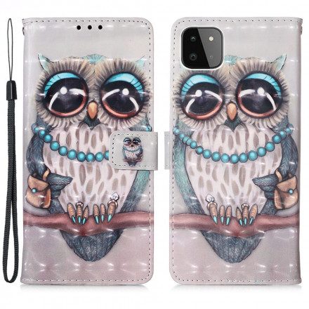 Folio-fodral För Samsung Galaxy A22 5G Med Kedjar Fröken Strappy Owl