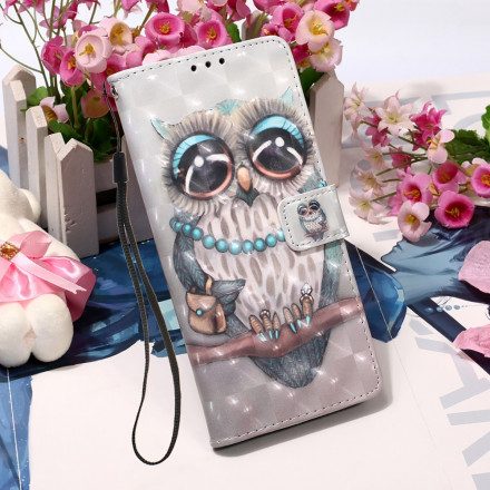 Folio-fodral För Samsung Galaxy A22 5G Med Kedjar Fröken Strappy Owl