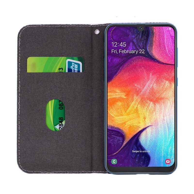 Folio-fodral För Samsung Galaxy A30 / A20 Läderfodral Krokodilskinn Och Glittereffekt