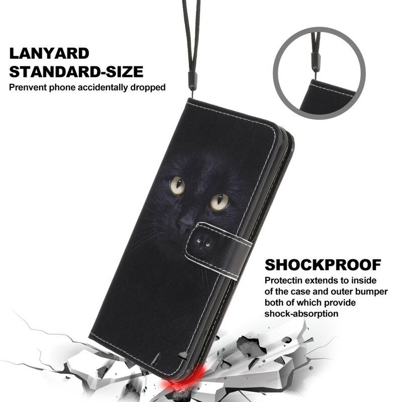 Folio-fodral För Samsung Galaxy A31 Med Kedjar Svarta Kattögon Med Rem