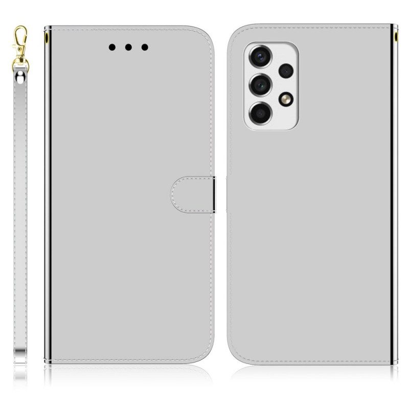 Folio-fodral För Samsung Galaxy A33 5G Faux Läder Cover Spegel