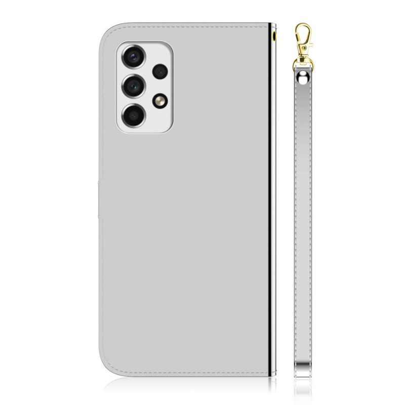 Folio-fodral För Samsung Galaxy A33 5G Faux Läder Cover Spegel