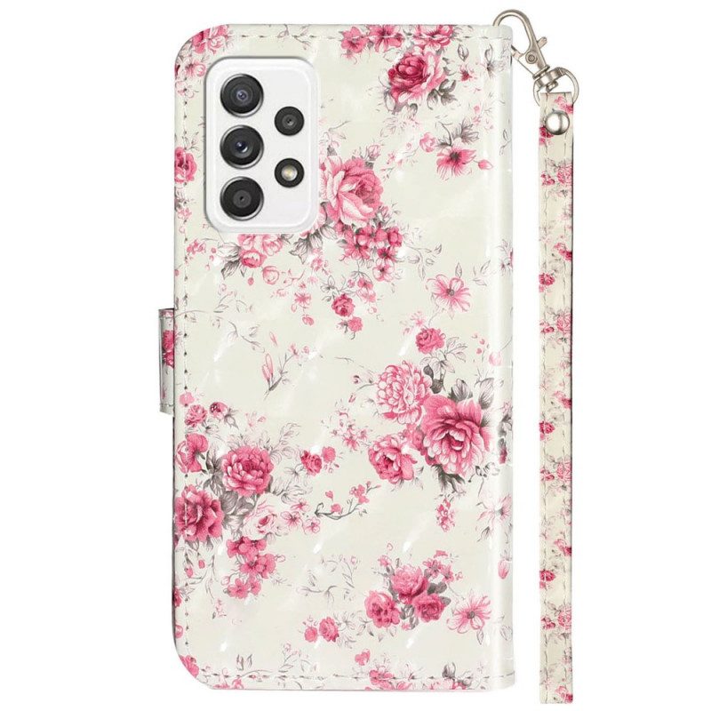 Folio-fodral För Samsung Galaxy A33 5G Med Kedjar Liberty Strap Blommor