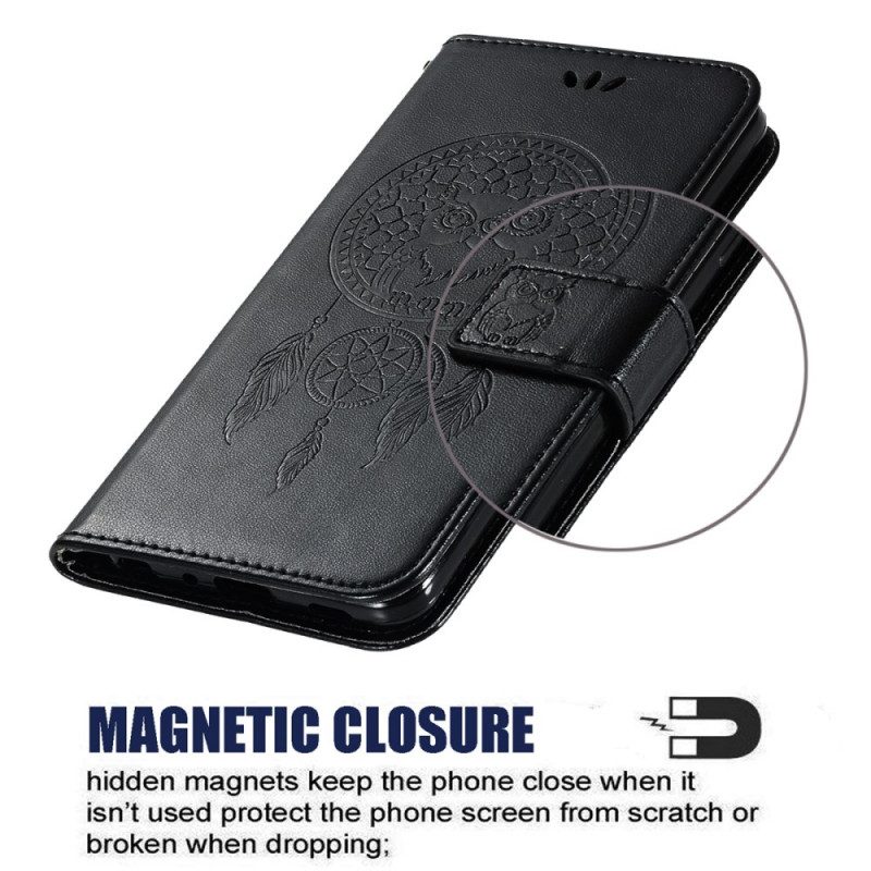 Folio-fodral För Samsung Galaxy A33 5G Med Kedjar Stringuggla Drömfångare