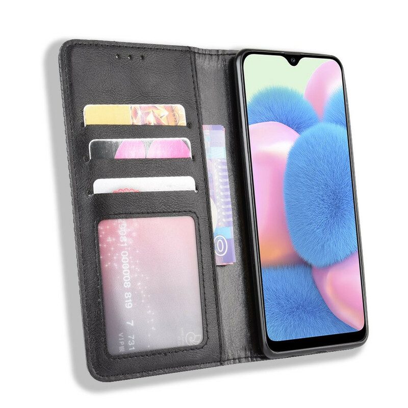 Folio-fodral För Samsung Galaxy A41 Läderfodral Vintage Stiliserad Lädereffekt