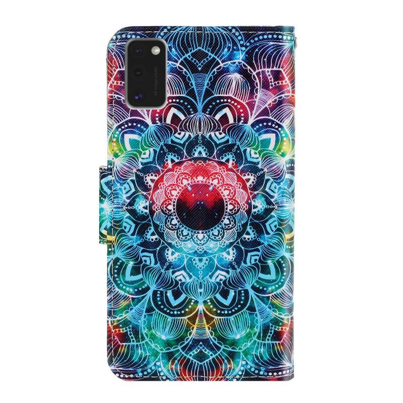 Folio-fodral För Samsung Galaxy A41 Med Kedjar Flashy Strappy Mandala