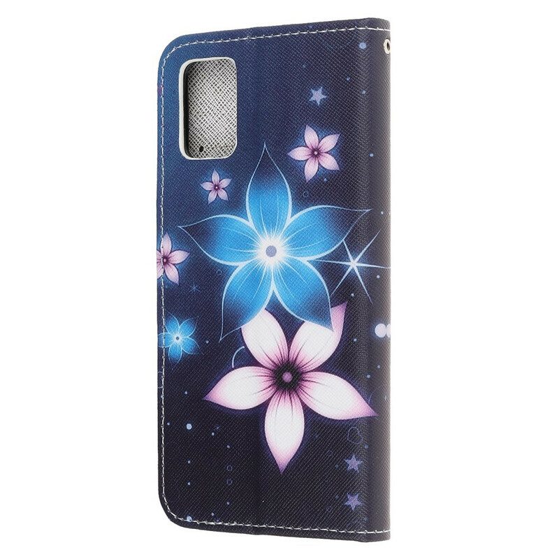 Folio-fodral För Samsung Galaxy A41 Med Kedjar Lunar Strap Blommor