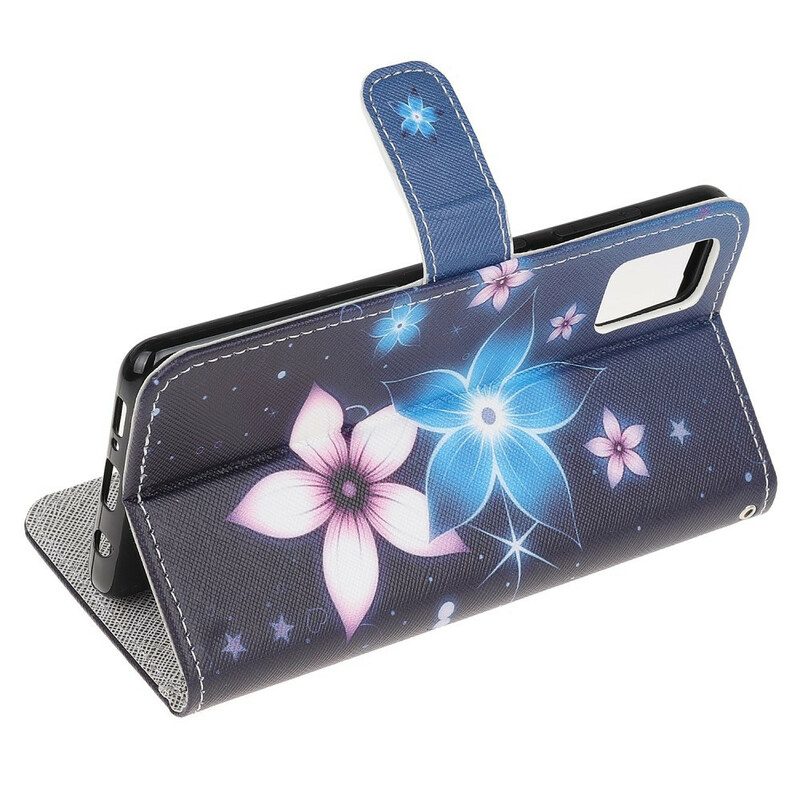 Folio-fodral För Samsung Galaxy A41 Med Kedjar Lunar Strap Blommor