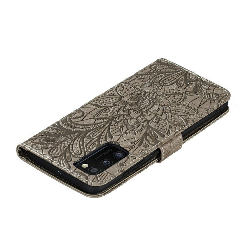 Folio-fodral För Samsung Galaxy A41 Med Kedjar Tribal Strap Blommor