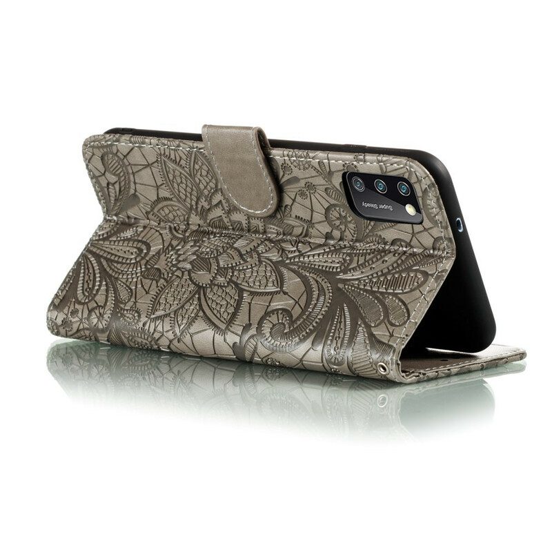 Folio-fodral För Samsung Galaxy A41 Med Kedjar Tribal Strap Blommor