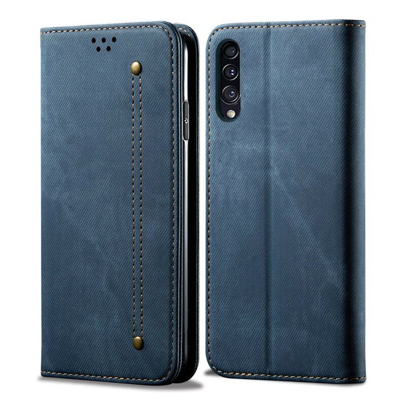 Folio-fodral För Samsung Galaxy A50 Läderfodral Denimtyg