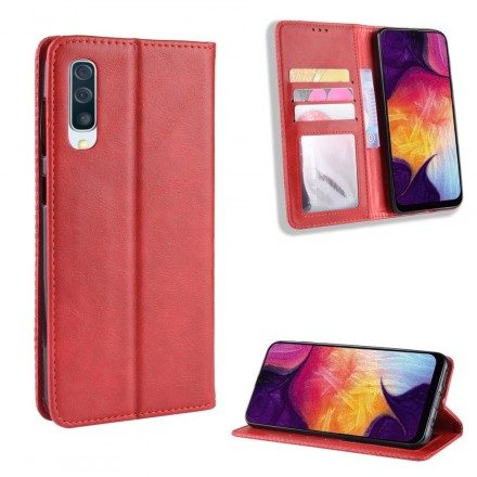 Folio-fodral För Samsung Galaxy A50 Läderfodral Vintage Stiliserad Lädereffekt