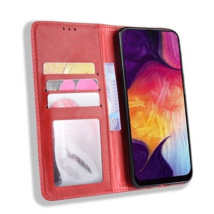 Folio-fodral För Samsung Galaxy A50 Läderfodral Vintage Stiliserad Lädereffekt