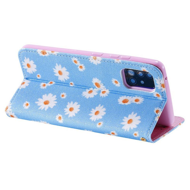 Folio-fodral För Samsung Galaxy A51 5G Läderfodral Faux Leather Daisies