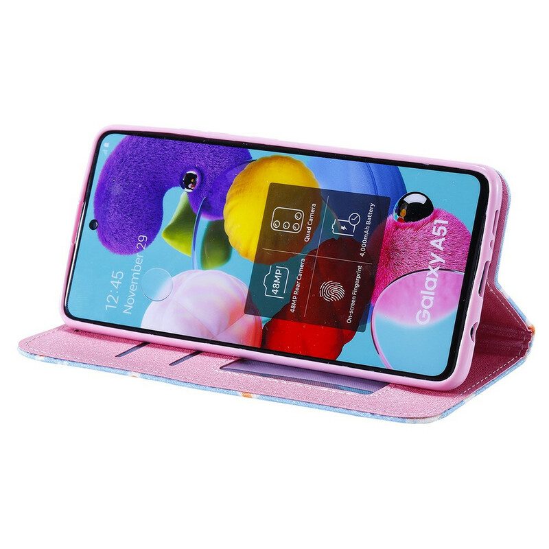 Folio-fodral För Samsung Galaxy A51 5G Läderfodral Faux Leather Daisies