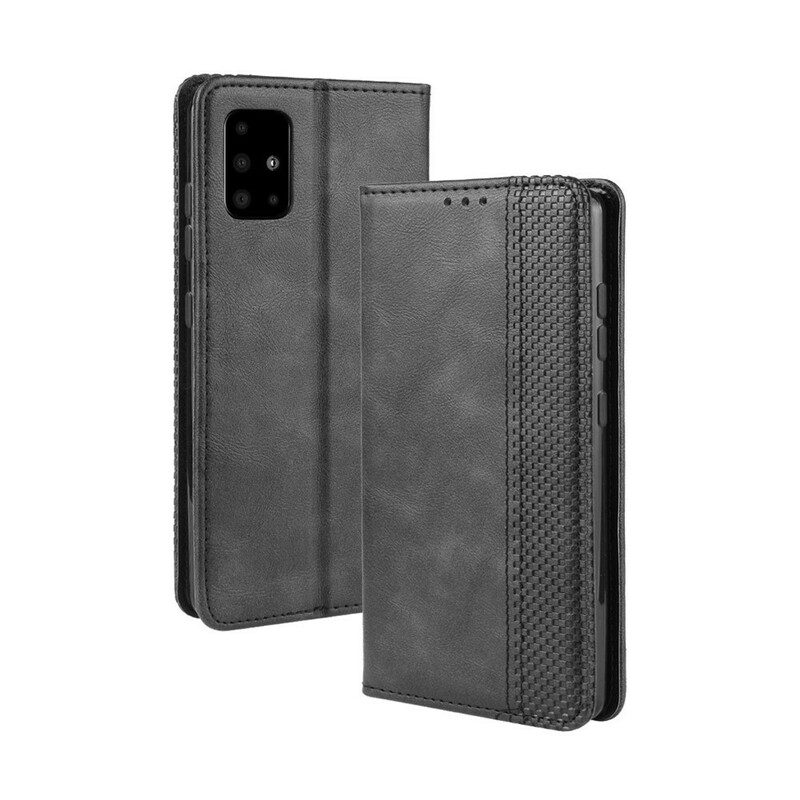 Folio-fodral För Samsung Galaxy A51 5G Läderfodral Vintage Stiliserad Lädereffekt