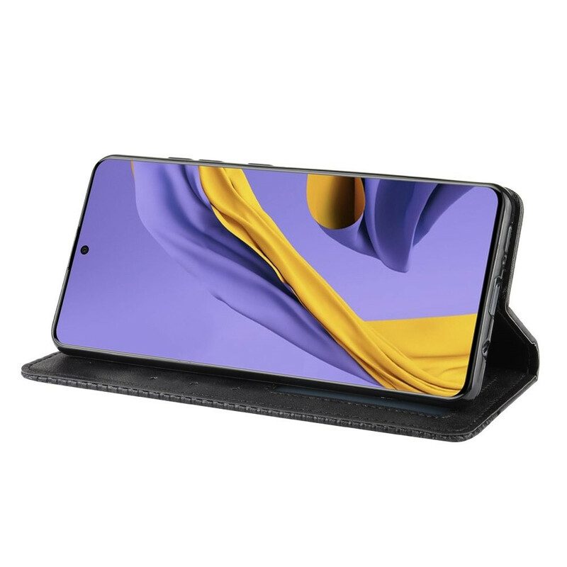 Folio-fodral För Samsung Galaxy A51 5G Läderfodral Vintage Stiliserad Lädereffekt