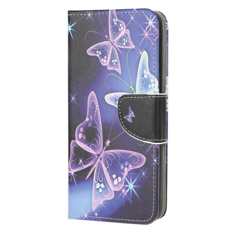 Folio-fodral För Samsung Galaxy A51 5G Neonfjärilar
