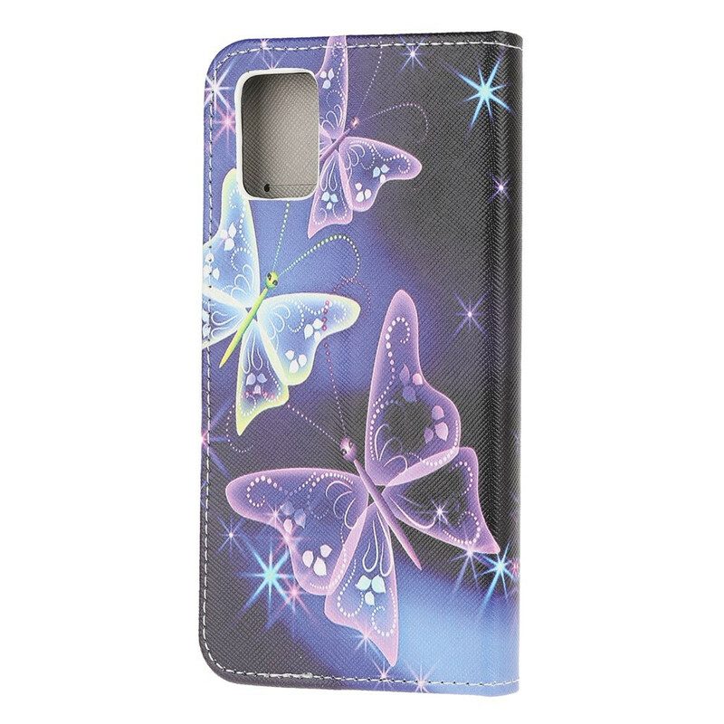Folio-fodral För Samsung Galaxy A51 5G Neonfjärilar