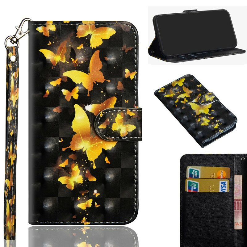 Folio-fodral För Samsung Galaxy A51 Gula Fjärilar