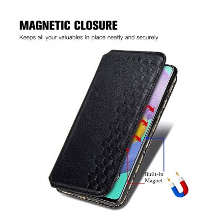 Folio-fodral För Samsung Galaxy A51 Läderfodral Diamond Texture Lädereffekt