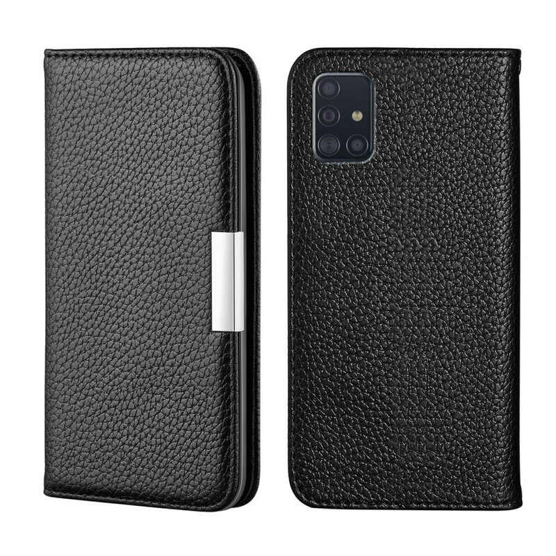 Folio-fodral För Samsung Galaxy A51 Läderfodral Ultra Chic Litchi Konstläder