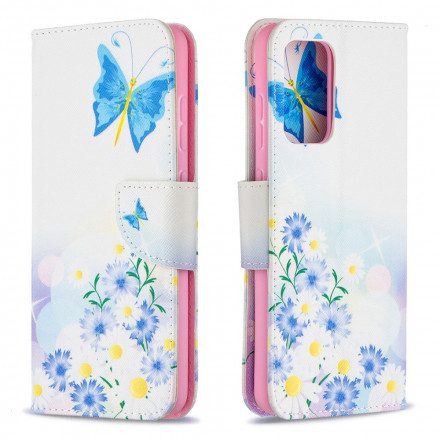 Folio-fodral För Samsung Galaxy A52 4G / A52 5G / A52s 5G Målade Fjärilar Och Blommor