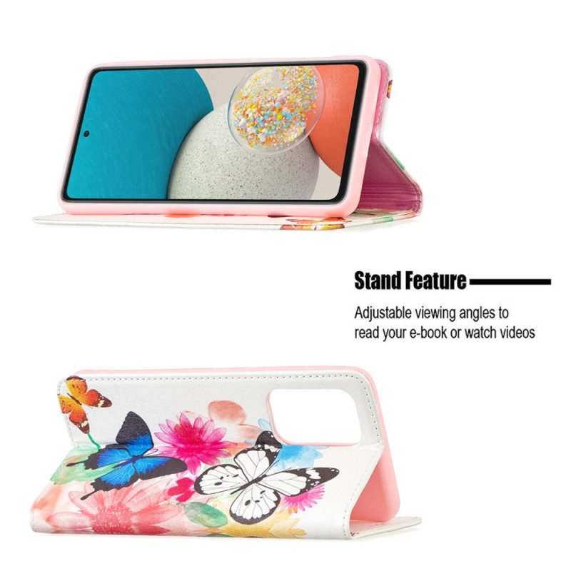Folio-fodral För Samsung Galaxy A53 5G Läderfodral Färgglada Fjärilar