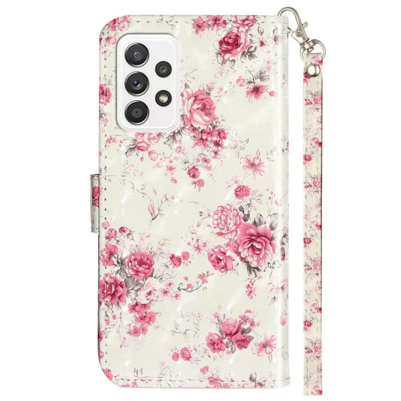 Folio-fodral För Samsung Galaxy A53 5G Med Kedjar Liberty Strap Blommor