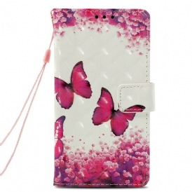 Folio-fodral För Samsung Galaxy A6 3d Röda Fjärilar