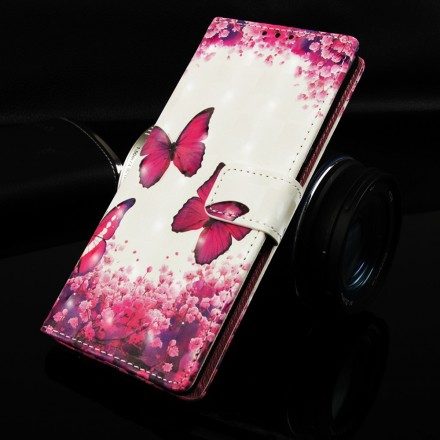 Folio-fodral För Samsung Galaxy A70 Röda Fjärilar