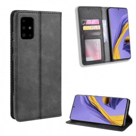 Folio-fodral För Samsung Galaxy A71 5G Läderfodral Vintage Stiliserad Lädereffekt