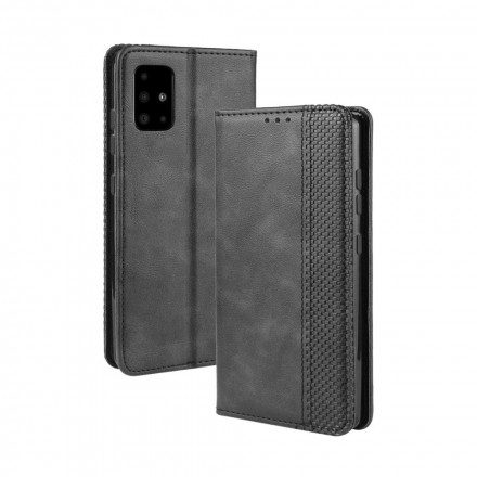 Folio-fodral För Samsung Galaxy A71 5G Läderfodral Vintage Stiliserad Lädereffekt