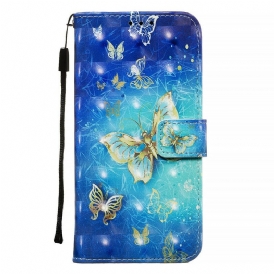 Folio-fodral För Samsung Galaxy A71 Golden Butterflies Lanyard
