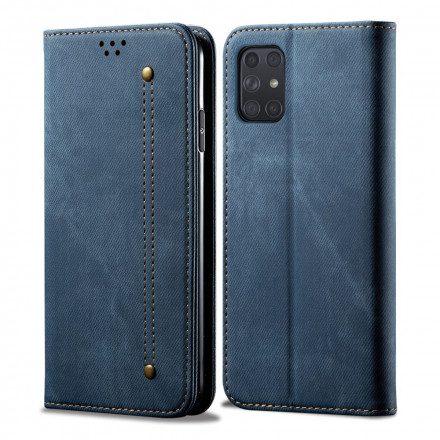 Folio-fodral För Samsung Galaxy A72 4G / 5G Läderfodral Denimtyg