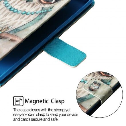 Folio-fodral För Samsung Galaxy A9 Med Kedjar Fröken Strappy Owl