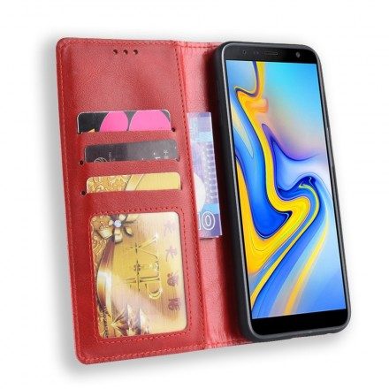 Folio-fodral För Samsung Galaxy J6 Plus Läderfodral Vintage Stiliserad Lädereffekt