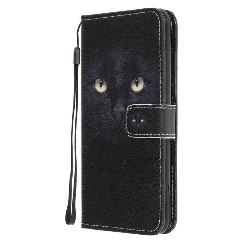 Folio-fodral För Samsung Galaxy M21 Med Kedjar Thong Black Cat Eyes