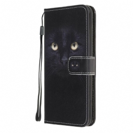 Folio-fodral För Samsung Galaxy M21 Med Kedjar Thong Black Cat Eyes