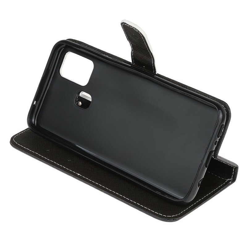 Folio-fodral För Samsung Galaxy M21 Med Kedjar Thong Black Cat Eyes