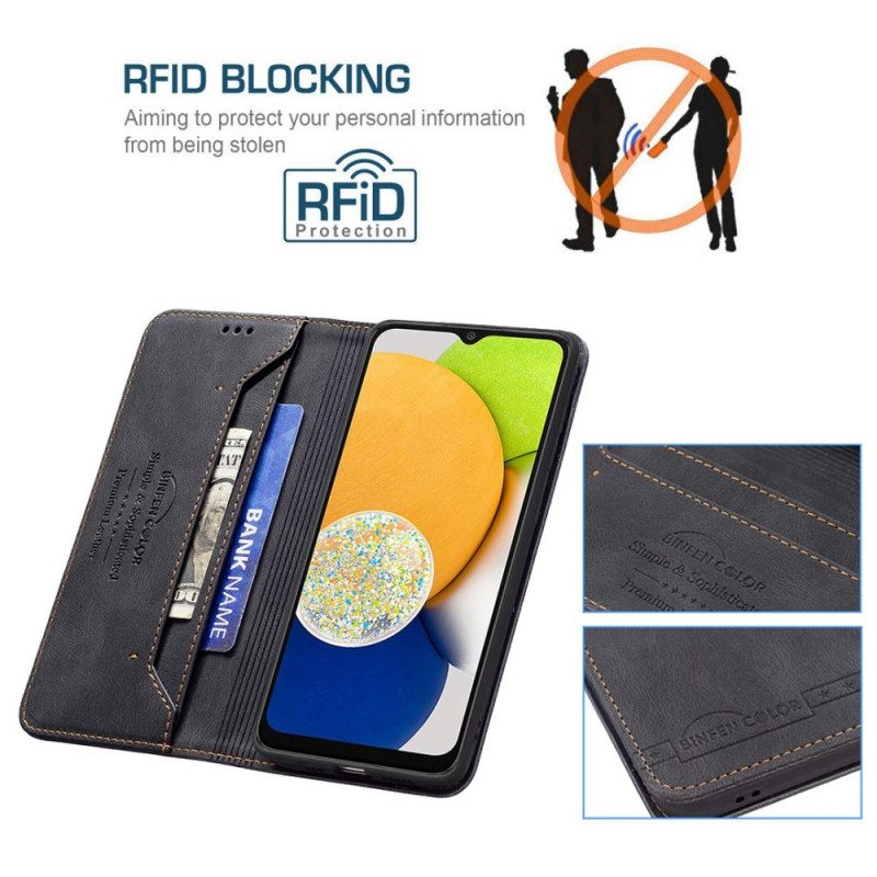 Folio-fodral För Samsung Galaxy M23 5G Läderfodral Binfen Color Rfid Lädereffekt