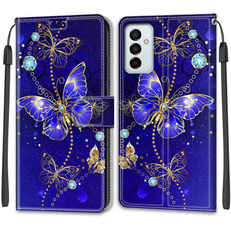 Folio-fodral För Samsung Galaxy M23 5G Med Kedjar Thong Butterflies Fan