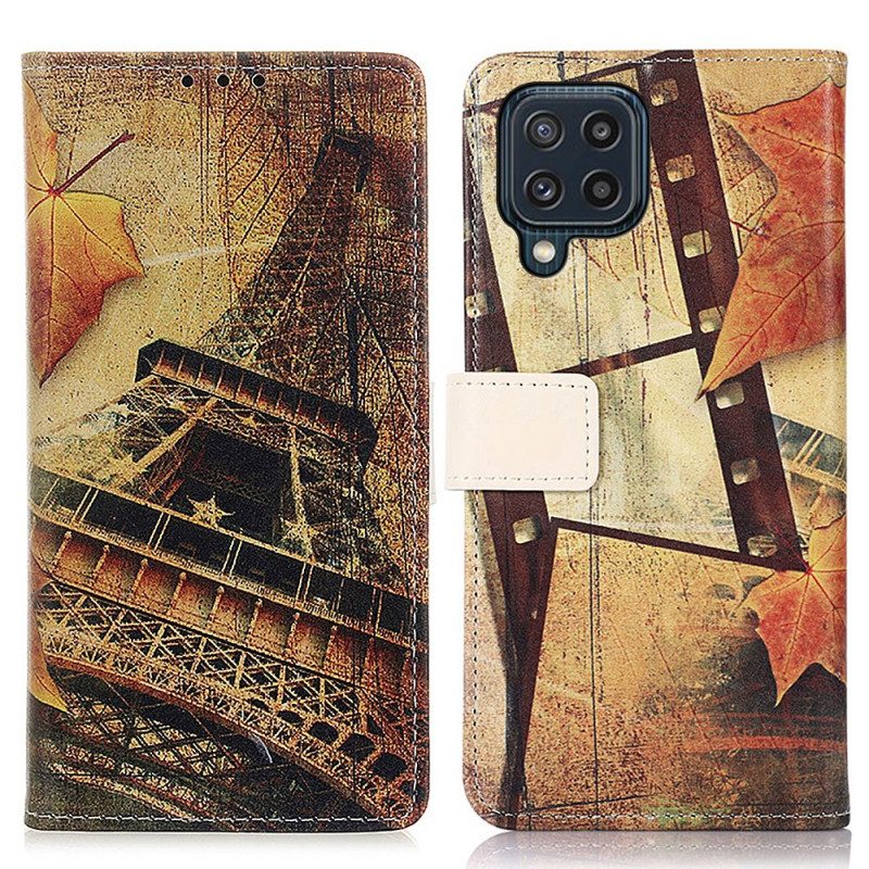 Folio-fodral För Samsung Galaxy M32 Eiffeltornet På Hösten