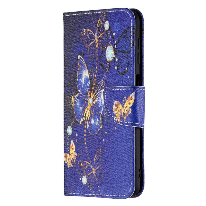 Folio-fodral För Samsung Galaxy M32 Gyllene Fjärilar