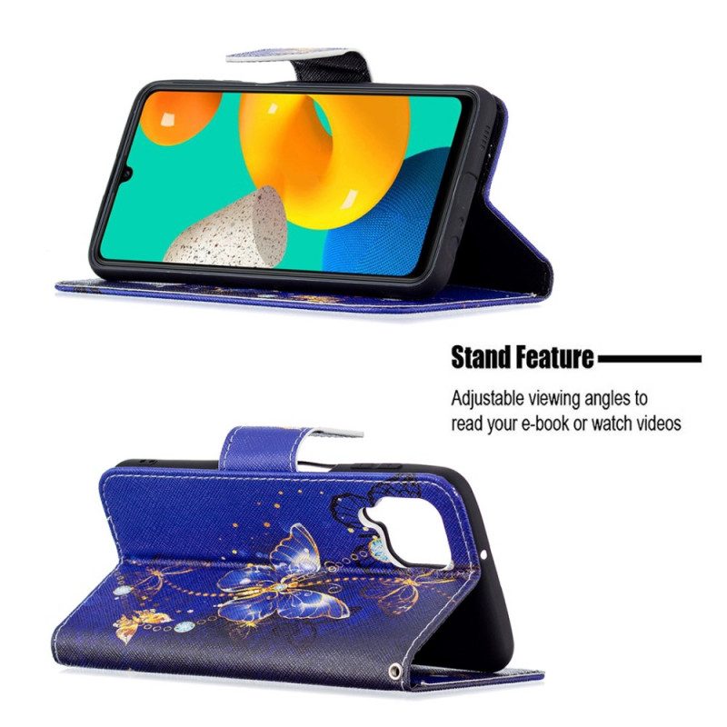 Folio-fodral För Samsung Galaxy M32 Gyllene Fjärilar