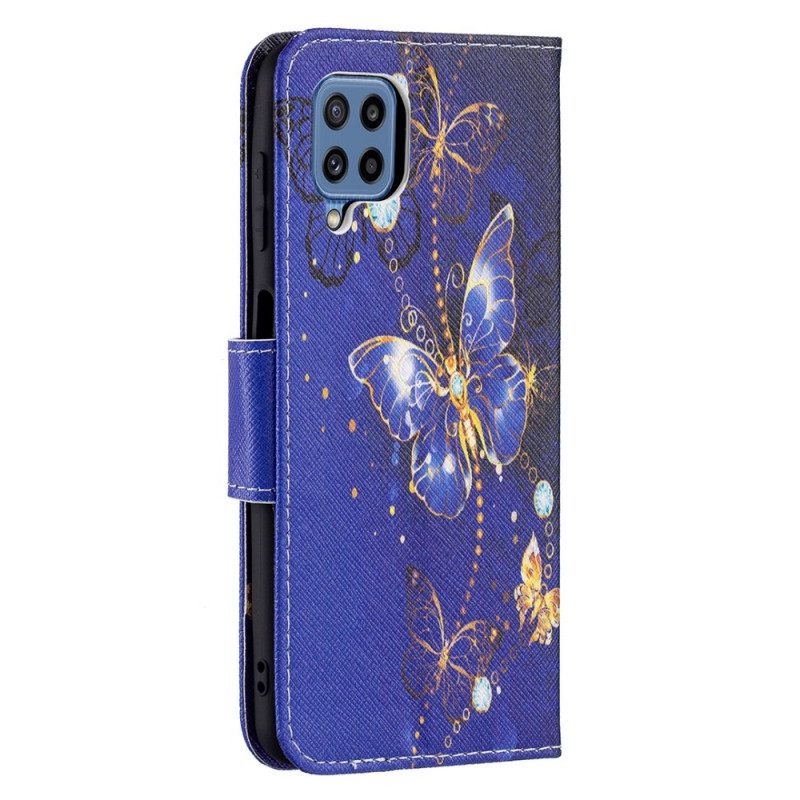 Folio-fodral För Samsung Galaxy M32 Gyllene Fjärilar